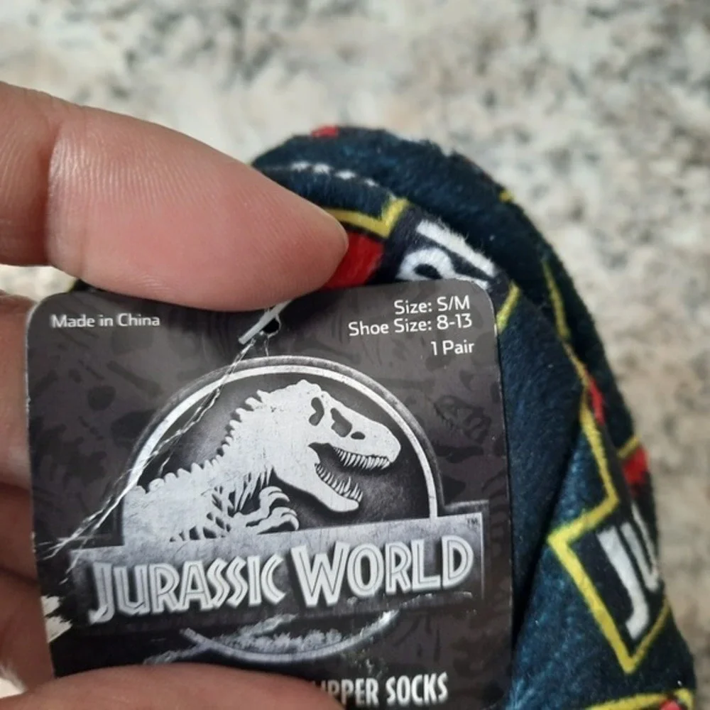 Jurassic World‎ Kids Slipper Medium Babba Sock Shoe Sherpa No Slip Grip T Rex